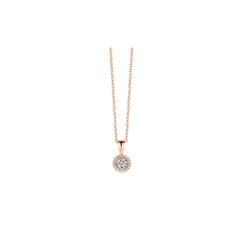Collier, zilver rose-verguld incl. hanger met zirkonia (lengte: 40-45cm.) - 24438 Collier, zilver rose-verguld incl. hanger met zirkonia (lengte: 40-45cm.) - 24438