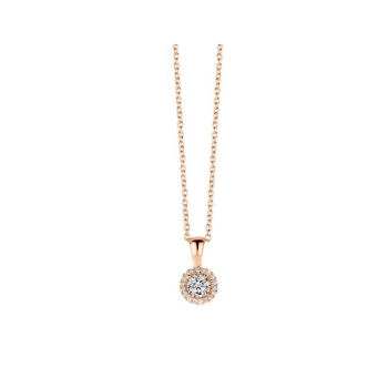 Collier, zilver rose-verguld incl. hanger met zirkonia (lengte: 40-45cm.) - 24438 Collier, zilver rose-verguld incl. hanger met zirkonia (lengte: 40-45cm.) - 24438