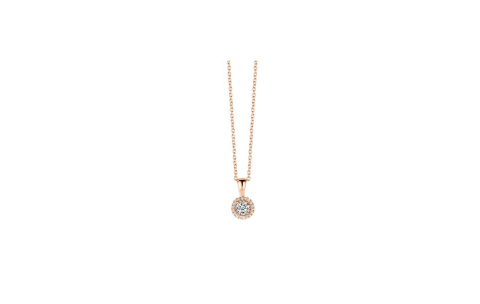 Collier, zilver rose-verguld incl. hanger met zirkonia (lengte: 40-45cm.) - 24438