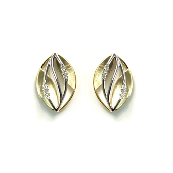 Oorknoppen, 14krt.bicolour goud met diamant totaal 0,07ct. (14x9,5mm.) - 22484 Oorknoppen, 14krt.bicolour goud met diamant totaal 0,07ct. (14x9,5mm.) - 22484