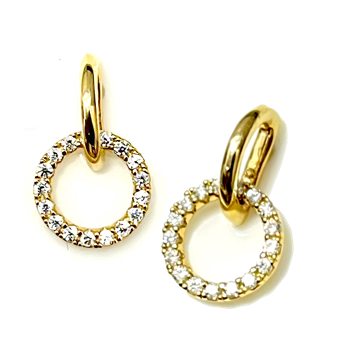 Oorknoppen, 14krt.goud met zirconia (12,5mm.) - 22485