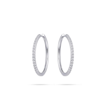 Oorringen, zilver met zirconia (2x30mm.) - 22494