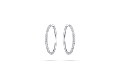 HC Oorringen, zilver met zirconia (2x30mm.) - 22494