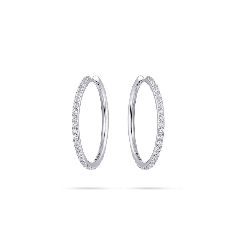 Oorringen, zilver met zirconia (2x30mm.) - 22494