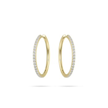 Oorringen, zilver verguld met zirconia (2x30mm.) - 22495