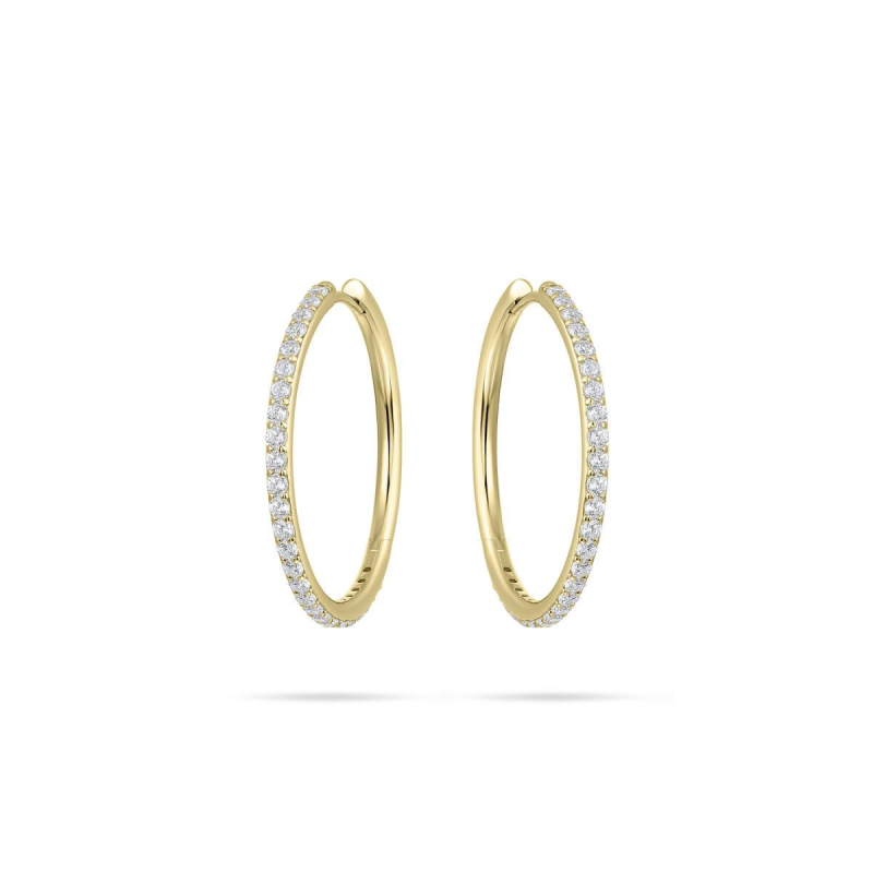 Oorringen, zilver verguld met zirconia (2x30mm.) - 22495