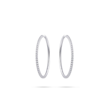 Oorringen, zilver met zirconia (2x40mm.) - 22496