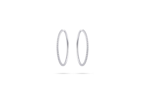 HC Oorringen, zilver met zirconia (2x40mm.) - 22496