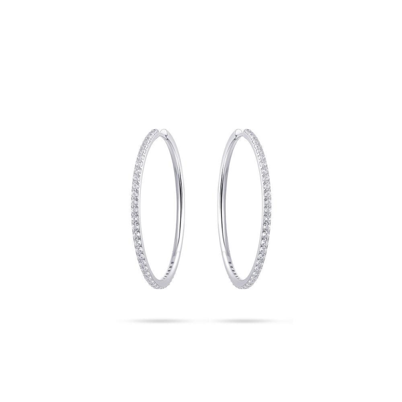 Oorringen, zilver met zirconia (2x40mm.) - 22496