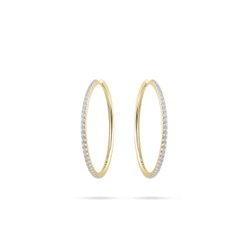 Oorringen, zilver verguld met zirconia (2x40mm.) - 22497