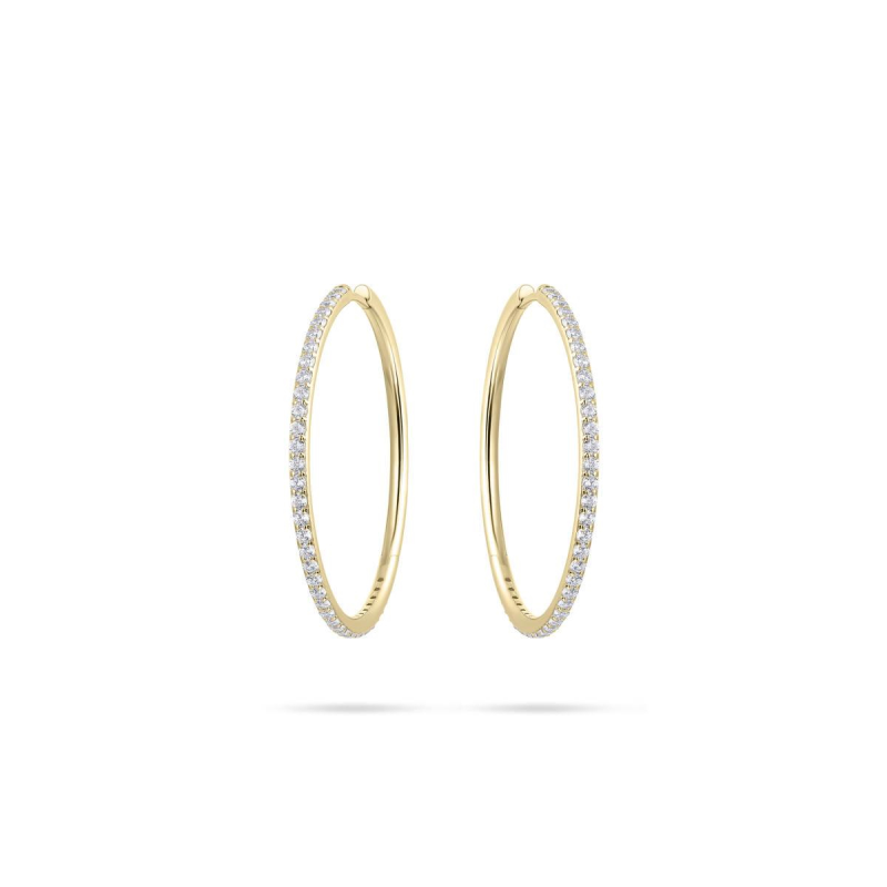Oorringen, zilver verguld met zirconia (2x40mm.) - 22497