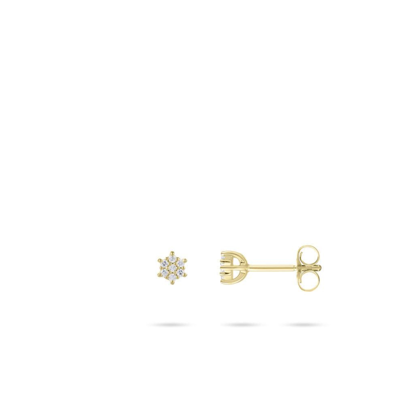 Oorknoppen, 14krt.goud met zirconia (diameter 5mm.) - 22503