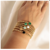 My Bendel Armband, Elastische Edelstaal-vergulde armband met  Agaat bedel. - 22511
