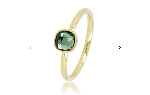 My Bendel Ring, edestaal 14 krt.verguld met groene glassteen - 22514