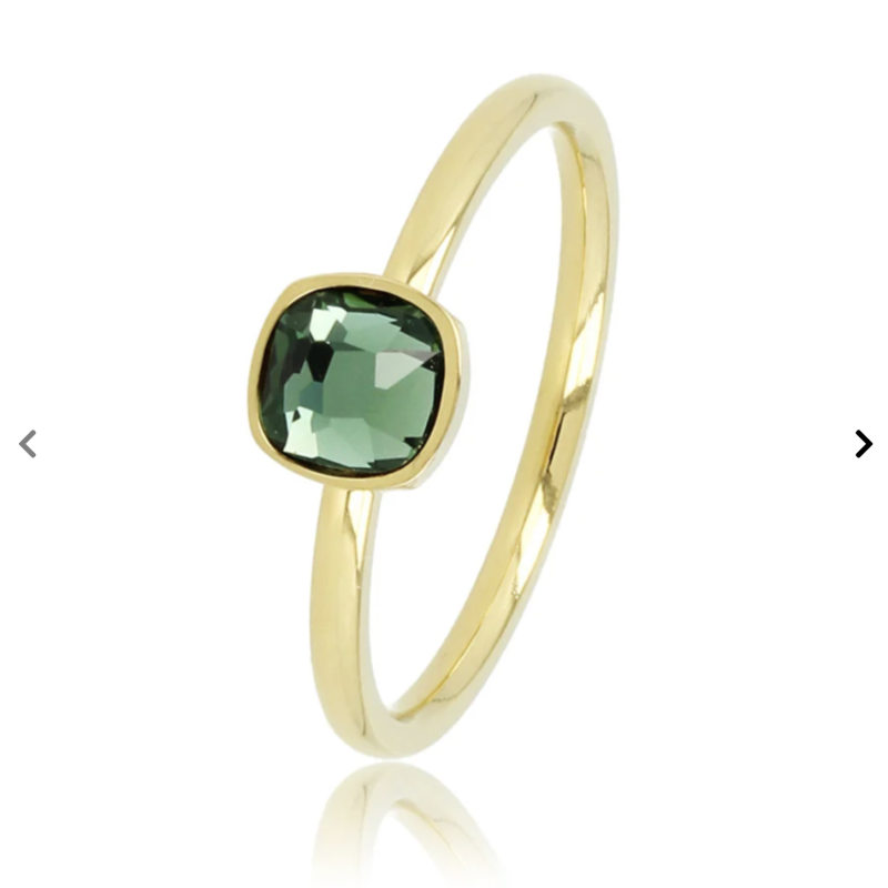 My Bendel Ring, edestaal 14 krt.verguld met groene glassteen - 22514 My Bendel Ring, edestaal 14 krt.verguld met groene glassteen - 22514