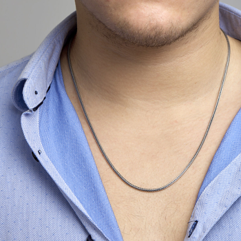 Collier. zilver/oxie vossestaart-schakel 2mm. ( lengte: 60cm.) - 22559 Collier. zilver/oxie vossestaart-schakel 2mm. ( lengte: 60cm.) - 22559