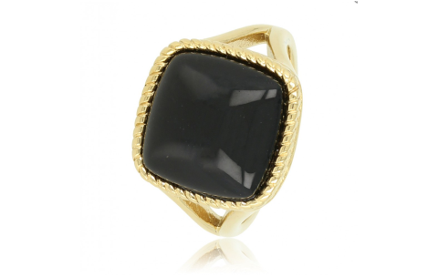 My Bendel Ring, Edelstaal Verguld met Onyx - 22566