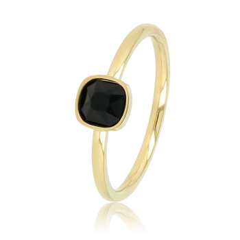 My Bendel Ring, edelstaal verguld. Met zwarte kristalglas steen. - 22572 My Bendel Ring, edelstaal verguld. Met zwarte kristalglas steen. - 22572