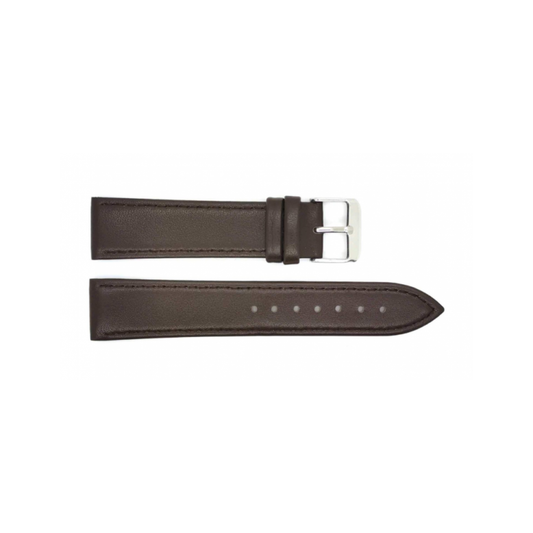 Horlogeband 16mm Bruin, Glad met Stiksel - 22833