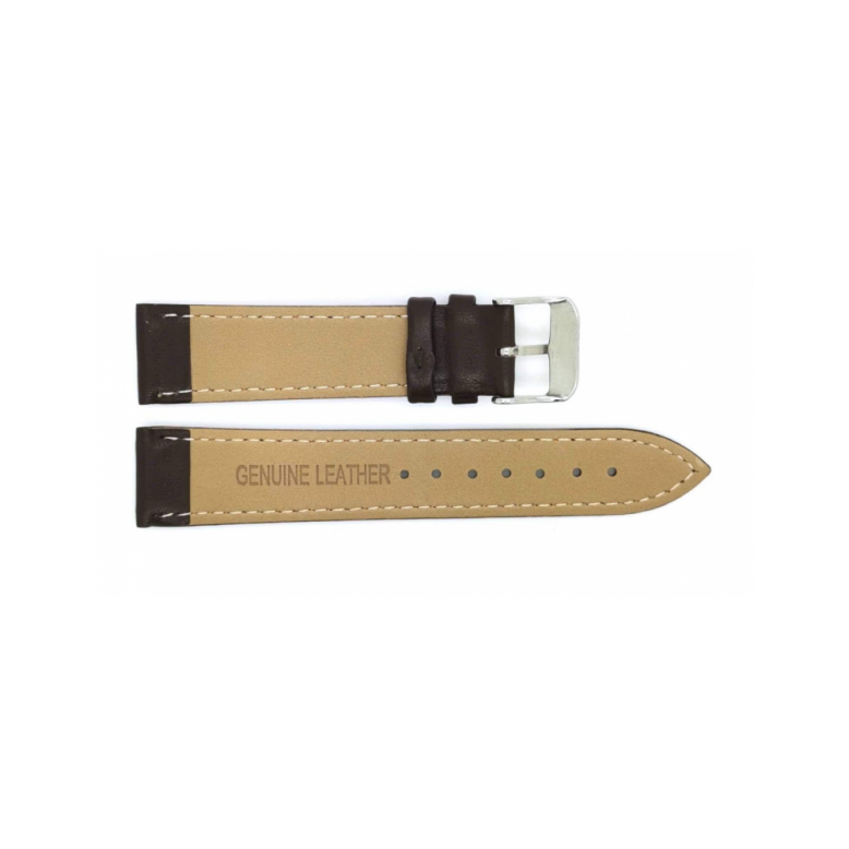 Horlogeband 16mm Bruin, Glad met Stiksel - 22833
