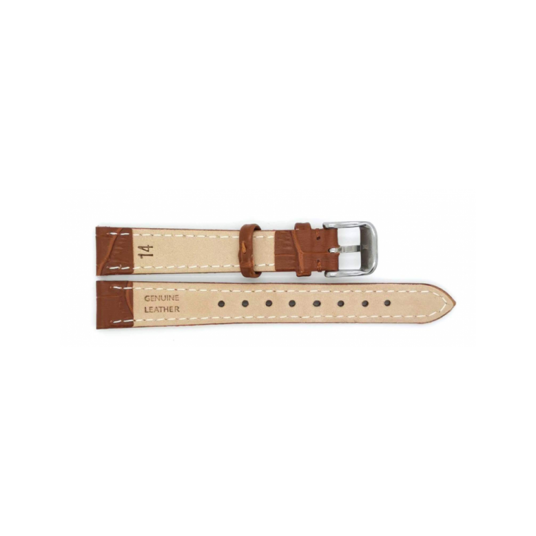 Horlogeband 12mm Bruin, krokodillenprint - 22645