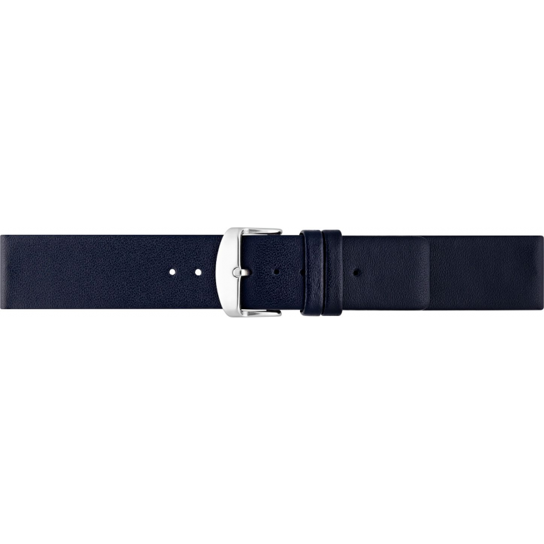 Plain soft calf leather watch strap PARALLEL (so not descending) with stainless steel buckle and soft nubuck lining. - 22909