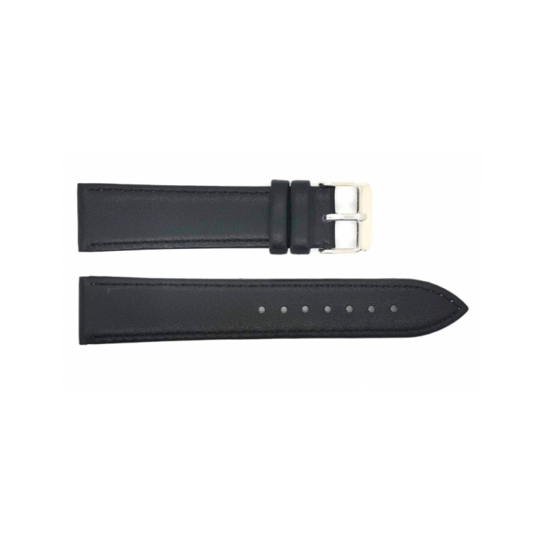 Horlogeband 16mm, Genuine leather Zwart - 22736