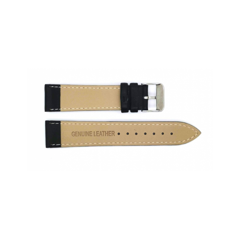 Horlogeband 16mm, Genuine leather Zwart - 22736