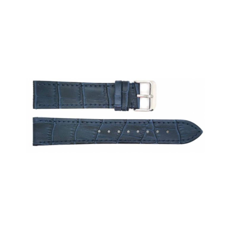 Vlakke of dunne alligatorafdruk, kalfsleer horlogeband. Blauw - 23253