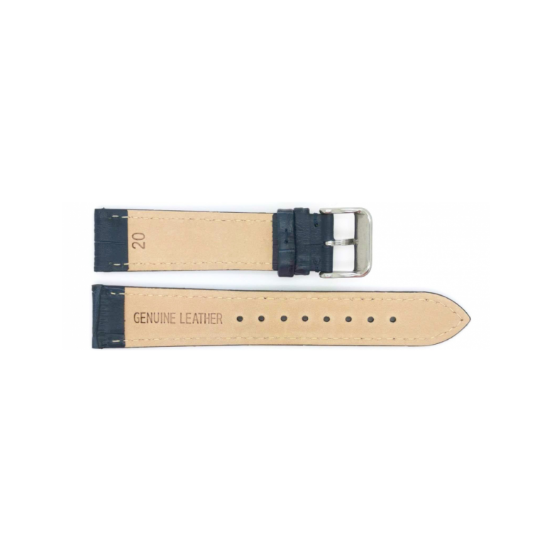 Vlakke of dunne alligatorafdruk, kalfsleer horlogeband. Blauw - 23253