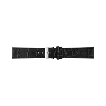 Horlogeband 24mm Zwart, krokodillen print - 23936