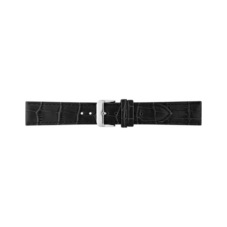 Horlogeband 24mm Zwart, krokodillen print - 23936