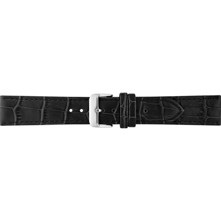 Horlogeband 24mm Zwart, krokodillen print - 23936