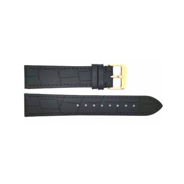 Horlogeband 24mm Zwart, krokodillen print - 23936