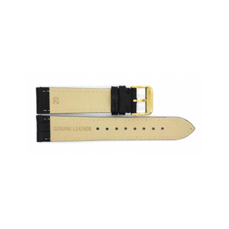 Horlogeband 24mm Zwart, krokodillen print - 23936
