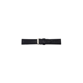 Horlogeband 18mm Zwart met 2 parallel strepen - 24853