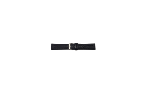 Horlogeband 18mm Zwart met 2 parallel strepen - 24853