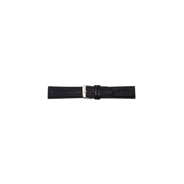 Horlogeband 18mm Zwart met 2 parallel strepen - 24853