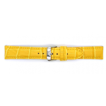 Horlogeband 18mm Geel, krokodillenprint - 22458