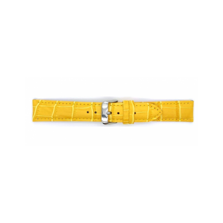 Horlogeband 18mm Geel, krokodillenprint - 22458