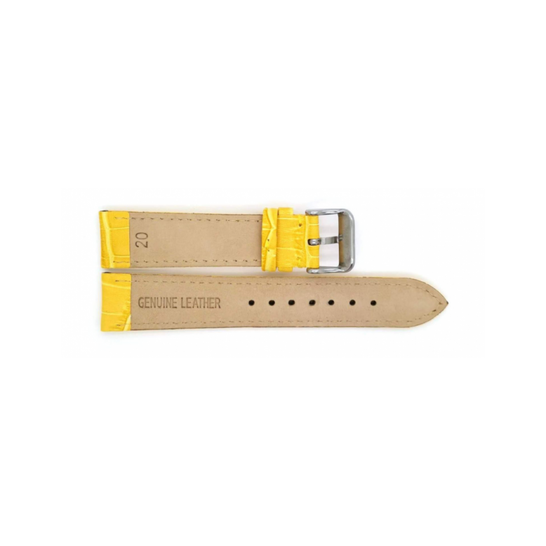 Horlogeband 18mm Geel, krokodillenprint - 22458