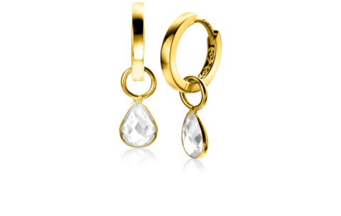 Zinzi Oorbedels, 14krt.goud met zirconia excl.oorringen (7mm.) - 22573