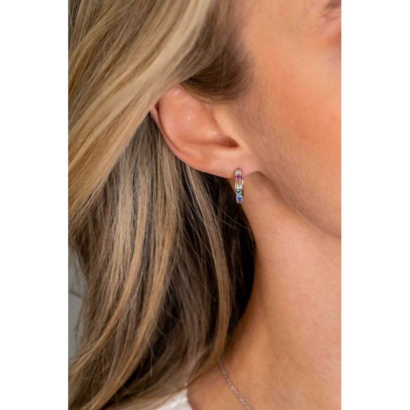Zinzi Oorringen, model ZIO2172CRZ regenboog (15x3mm.) - 22577 Zinzi Oorringen, model ZIO2172CRZ regenboog (15x3mm.) - 22577