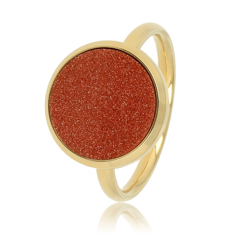 My Bendel Ring, edelstaal verguld. Met Gold Sand Stone Edelsteen - 22584