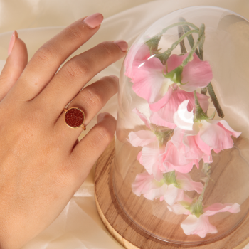 My Bendel Ring, edelstaal verguld. Met Gold Sand Stone Edelsteen - 22584