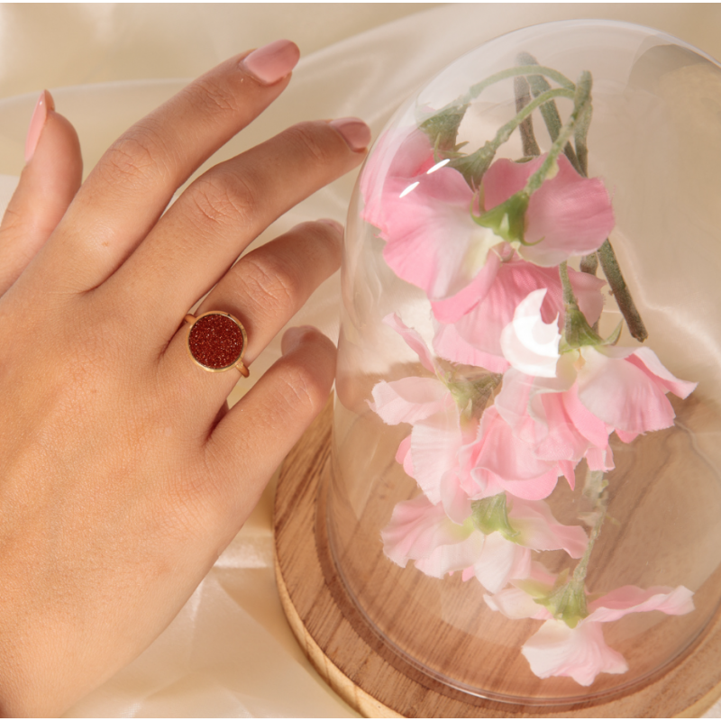My Bendel Ring, edelstaal verguld. Met Gold Sand Stone Edelsteen - 22584