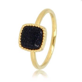My Bendel Ring, edelstaal verguld. Met Blue Sand Stone Edelsteen - 22585 My Bendel Ring, edelstaal verguld. Met Blue Sand Stone Edelsteen - 22585