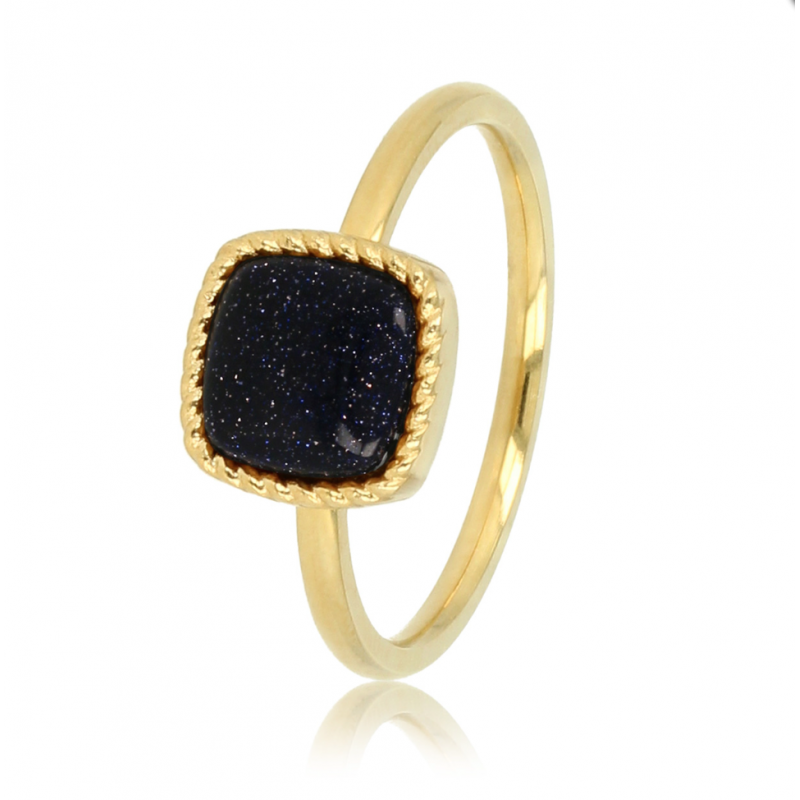 My Bendel Ring, edelstaal verguld. Met Blue Sand Stone Edelsteen - 22585 My Bendel Ring, edelstaal verguld. Met Blue Sand Stone Edelsteen - 22585