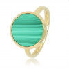 My Bendel Ring, staal verguld. Met Malachiet edelsteen van 12mm - 22587 My Bendel Ring, staal verguld. Met Malachiet edelsteen van 12mm - 22587