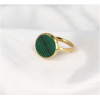 My Bendel Ring, staal verguld. Met Malachiet edelsteen van 12mm - 22587 My Bendel Ring, staal verguld. Met Malachiet edelsteen van 12mm - 22587